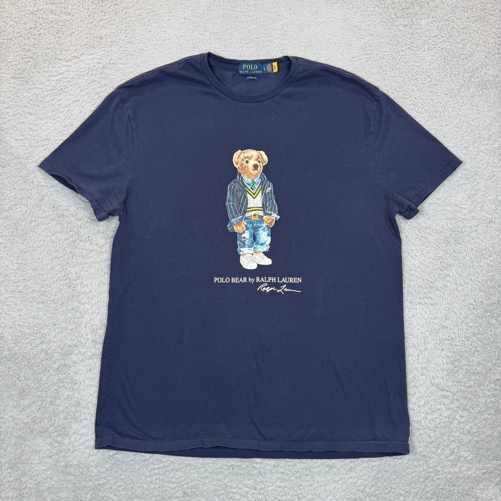 Polo Ralph Lauren Polo Bear Navy Blue Graphic T-Shirt Mens Large Classic Fit